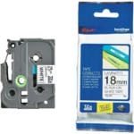 Brother สติกเกอร์ เทปพิพม์อักษร TZE-241 ขนาด 18 mm. พื้นสีขาว ตัวอักษรสีดำ ยาว 8 เมตร